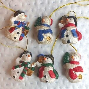 Micro Resin Snowmen Tiny Tree Ornaments